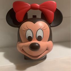 Vintage Aladdin  Disney Minnie Mouse Head Plastic Lunch Box No Thermos 1980s