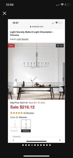 8 Lights Crome Chandelier New In Box