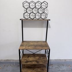 Industrial Wine Rack Bar Cabinet – Metal Bottle Holder & Wood Shelves