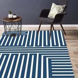 Indoor Outdoor Striped Area Rug for Livingroom Soft Minimalist Line Nursery Bedroom Playroom Home Office Carpet Washable Kitchen Laundry Rug Bathmat N