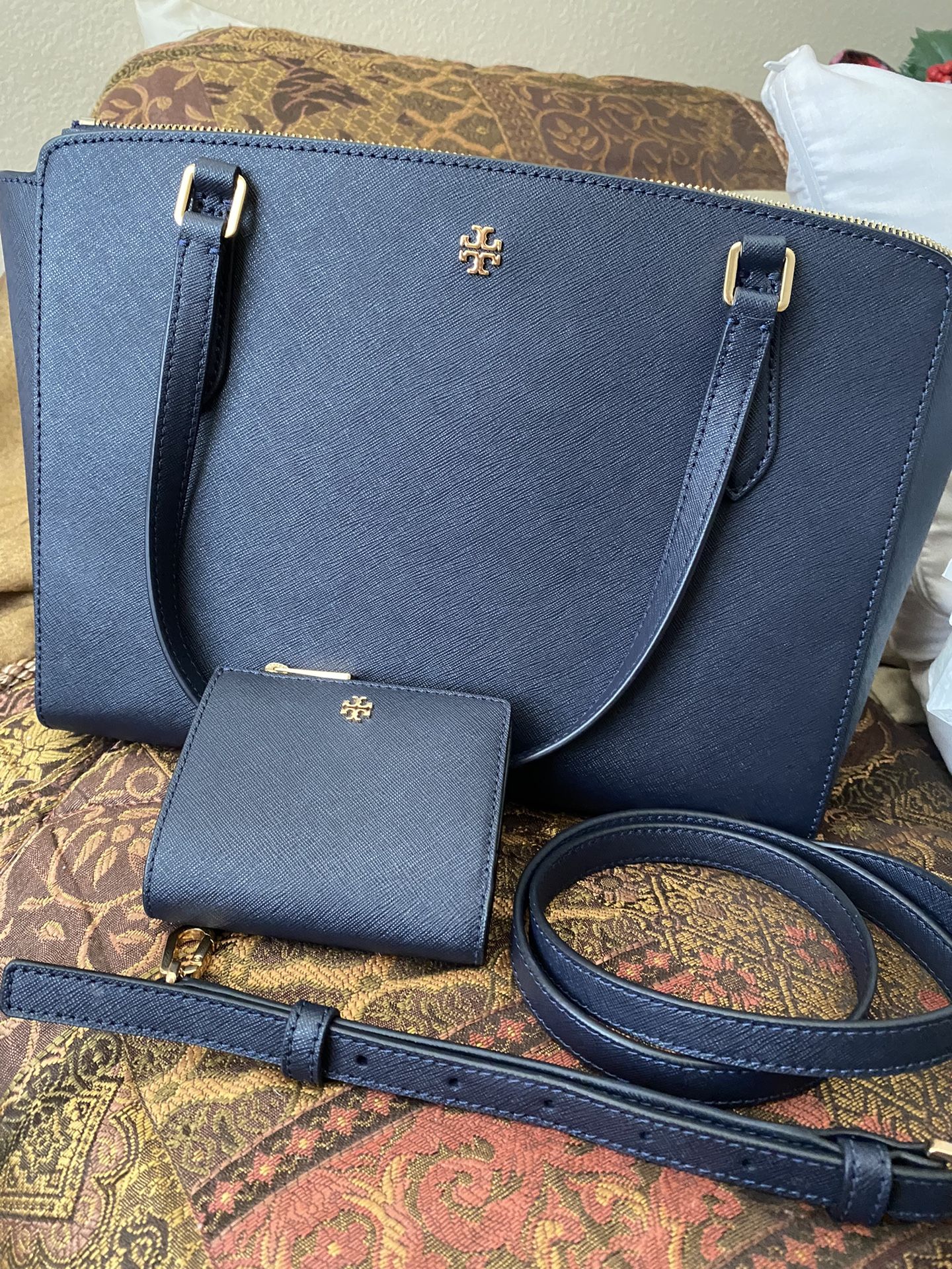 Tory Burch Bag/strap/wallet - Navy Blue Handbag 