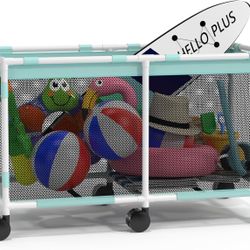 235 Gallon 69" L Extra Large Swimming Pool Storage Bin, Pool Noodles Holder, Toys, Floats, Balls and Floats Equipment Mesh Rolling Storage Organizer B