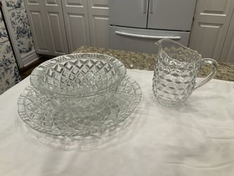 Glass Platter/Bowl/Pitcher Set