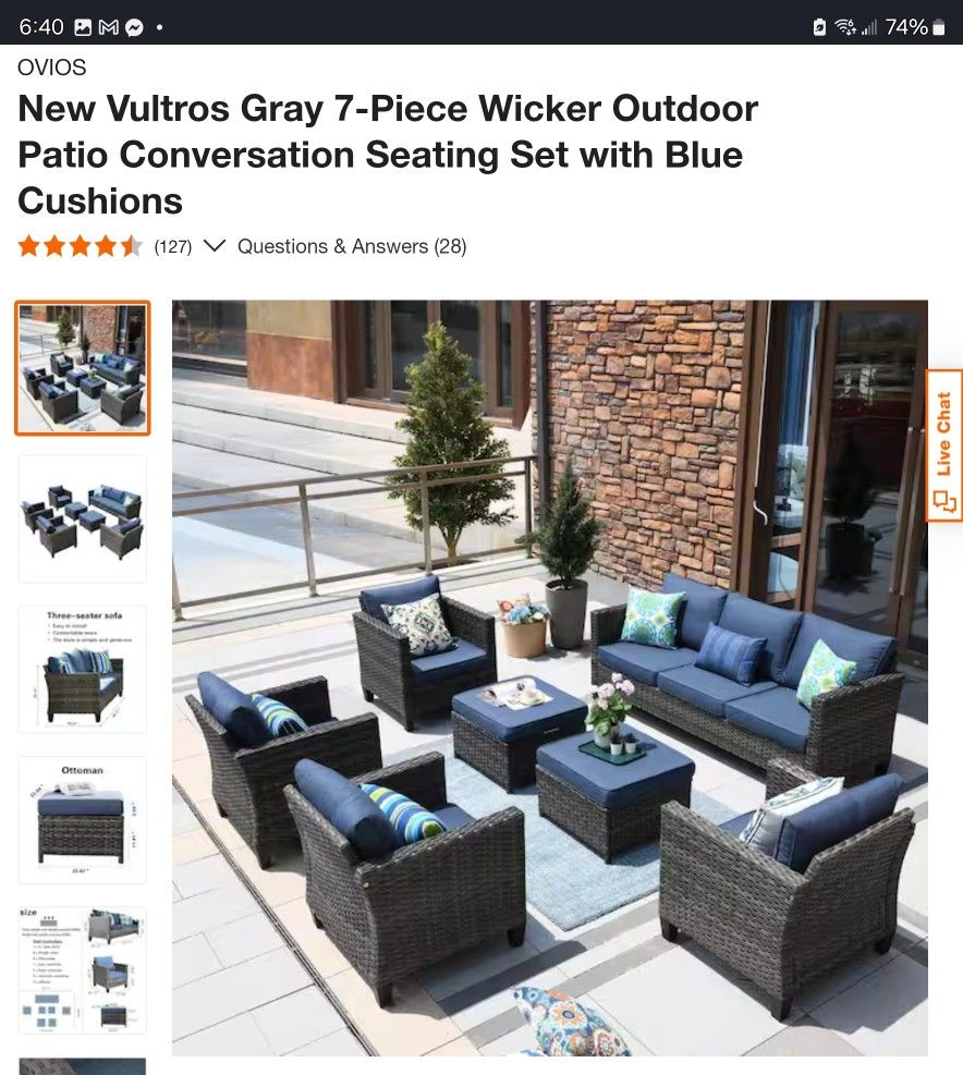 Patio Furniture Plastic/Rattan - Black