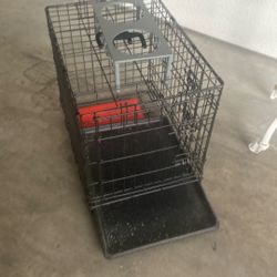 Dog Kennel, And Food And Water Dish