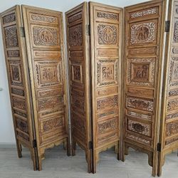 Vintage Wood, Hand Carved  Room Divider 
