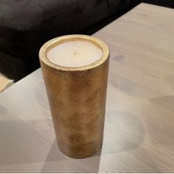 Dillard’s Handmade in Italy Gold Pillar Candle