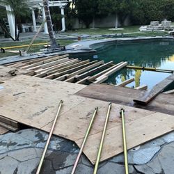 Covered Pool With Scaffolding 