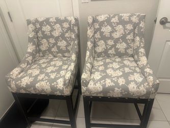 Newly Reupholstered Hightop Arm Chairs - Set of Two