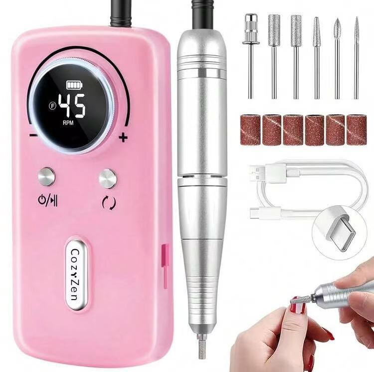 Cordless Nail Drill Professional: 45000 RPM Rechargeable Electric Nail File Kit, Portable & Low Noise For Acrylic, Gel Nails, Manicure & Pedicure - Sa