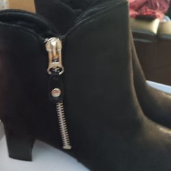 Black Suede / Leather Ankle Women's Boots Size 12