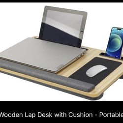 Wooden Lap Desk with Cushion- Portable 