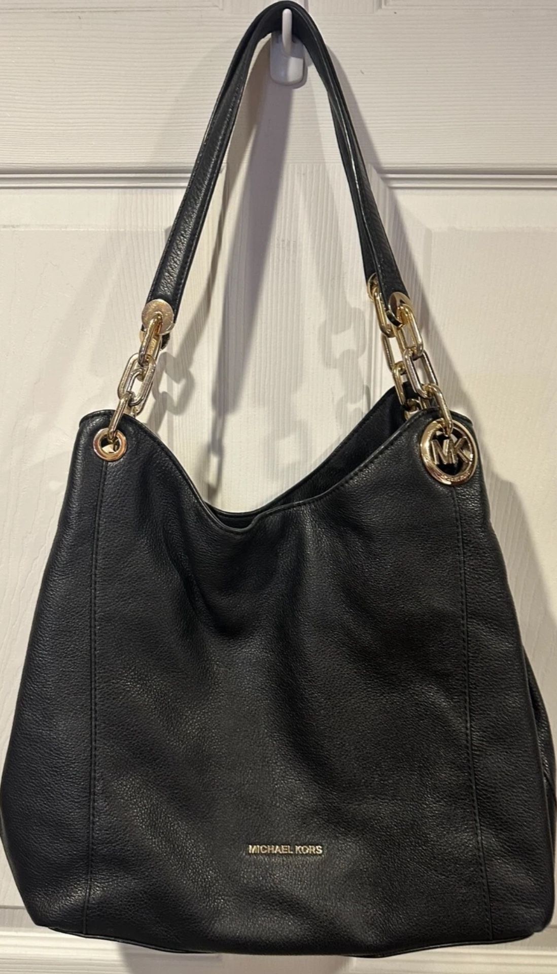 Michael Kors Lillie Large Pebbled Leather Shoulder Bag Black Authentic