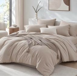 Bedsure 3 PCS Taupe Comforter Set King Size All Season - Retail $60