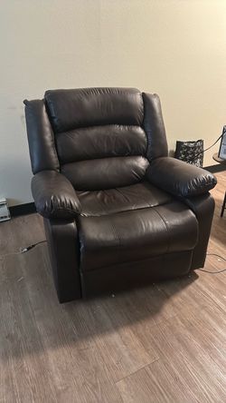 Dark Brown Faux Leather Recliner Chair