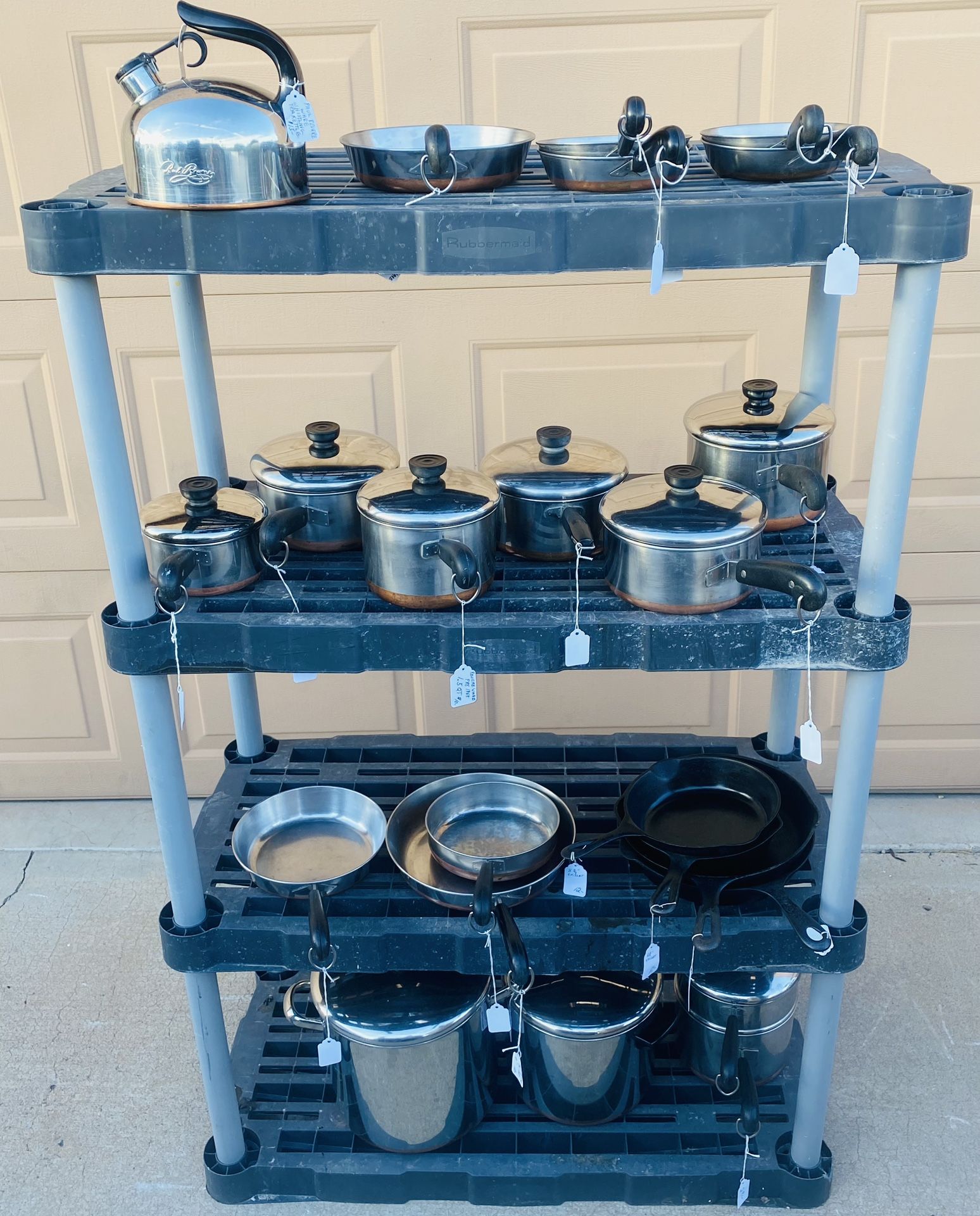 Revere Ware Pre 1968 Pots Pans Tea Kettle Stock Pot - Cast Iron Pans