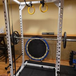 Home Gym Power Rack Squat With 345lb Weights,45lb Bar, And Mats