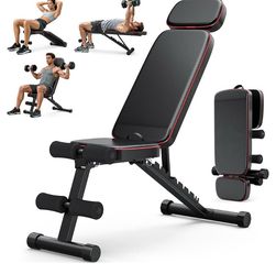 Workout Bench, 10 Backrests Adjustable Weight Bench with Extended Headrest