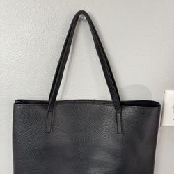 Vintage Vince Camuto Black & Gray Faux Leather Tote Bag / Handbag