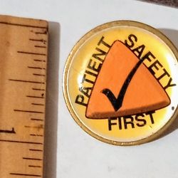 Patient Safety First Check Mark Vintage Collectible Lapel Pin A-1