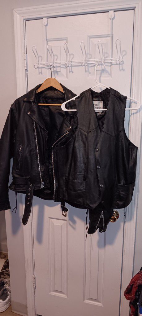 Genuine Leather Jacket And Vest