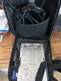 Aviation headset, bag, basic pilot tools
