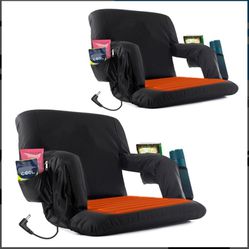 2 Pcs. FlyfreeU Heated Bleacher Seat DC 7.4V Port,Portable Stadium Chairs for Bleachers with Back Support