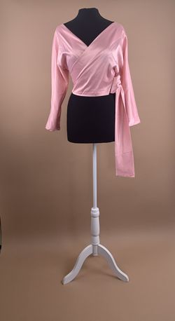 Pink Satin Wrap Crop Top