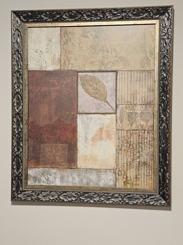 Large Framed Artwork 35"x29" - Leaves