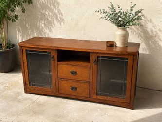 Oakridge Mission Media Console | TV Stand with Glass Doors