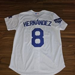 Dodgers Mens Hernandez White Jerseys with 2020 world series champions patch $50ea Firm S M L Xl 2x 3x