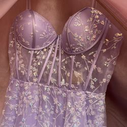Lavender Floral Corset Dress - Size 8