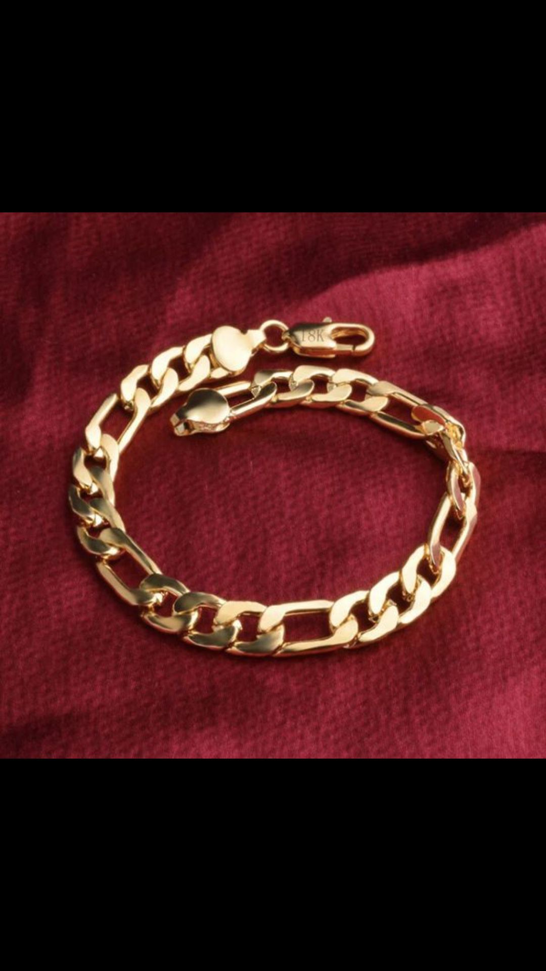 18k gold plated 8mm 8” long bracelet bangle women’s jewelry accessory