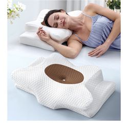 Sleep Doctor Approved Cervical Neck Pillow Sleeping, Ergonomic Contour Side Sleeper Pillows Adults, Cooling Orthopedic Pillow Pain Relief Support, Mem