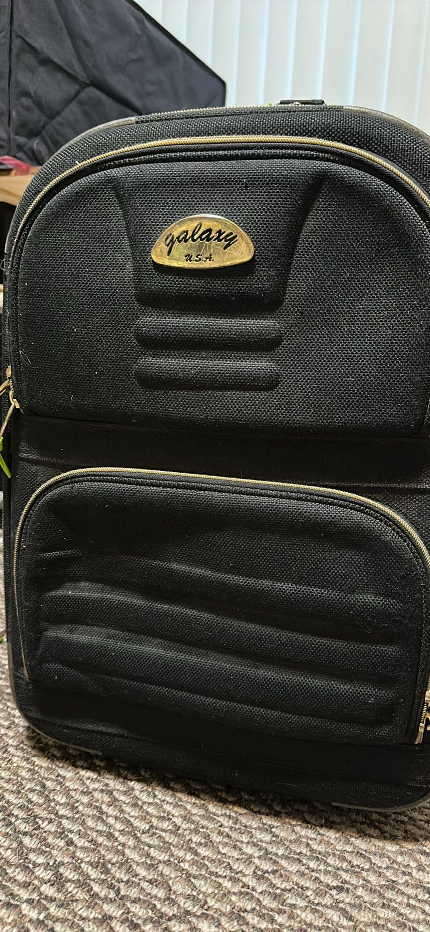 Galaxy Black Expandable Suitcase With Strap to Hold Carry on Luggage