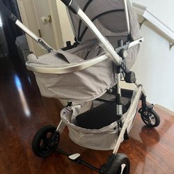 Kinder King 2 in 1 Folding Convertible Baby Stroller. Gray Color