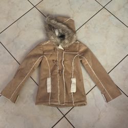 Justice Girls Suede coat With hoodie Size 5