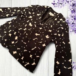 True Vintage Le Suit Retro Black And White Abstract Geometrical Pattern Blazer, t