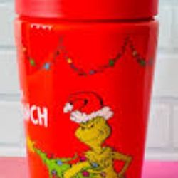 New  red the grinch ceramic tumbler with lid