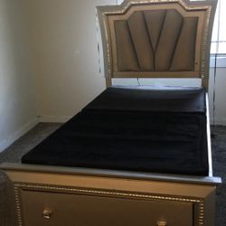 Wooden Bed With Box Springs And Drawer