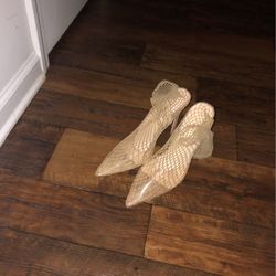 Beige Fishnet Fashion Nova Shoes