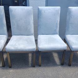 Light Blue Velvet / Brass Chairs