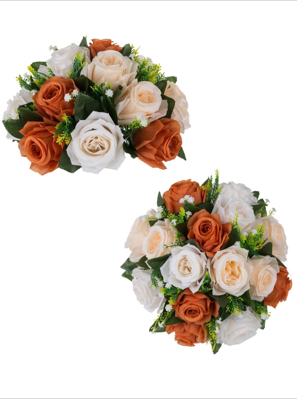 BLOSMON Flower Balls Wedding Rose Centerpieces 2 Pcs Terracotta Fake Flowers Kissing Balls Decor Artificial Floral Arrangements Silk Flower Bouquet Wi