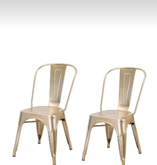 Two Gold Bistro Modern Style Dinning Chairs