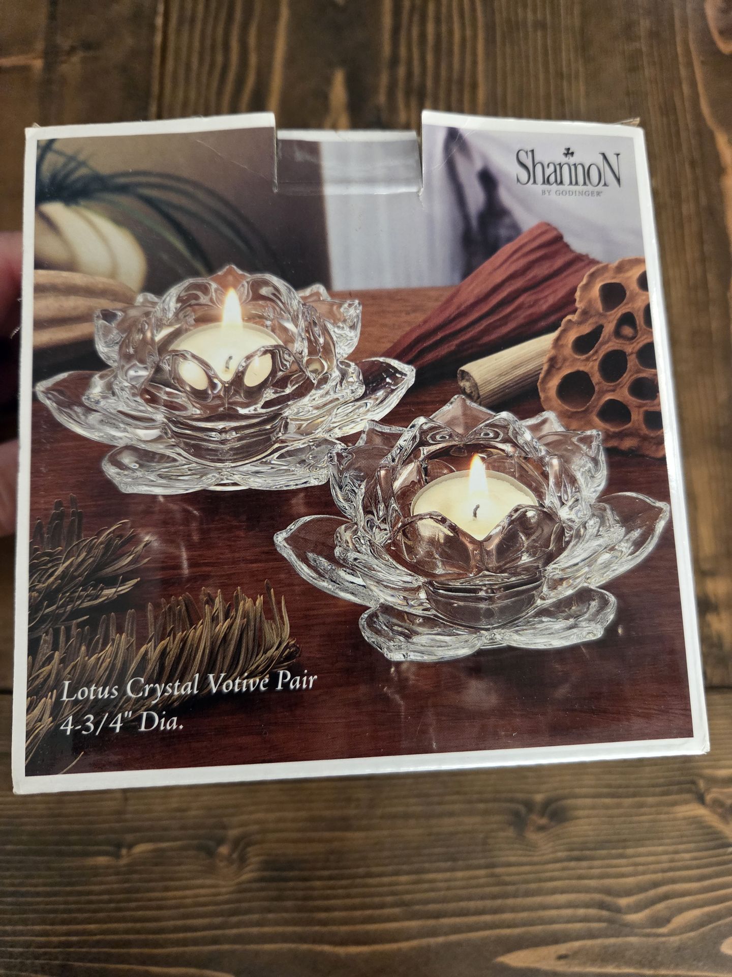 Shannon By Godinger Lotus Crystal Votive Pair