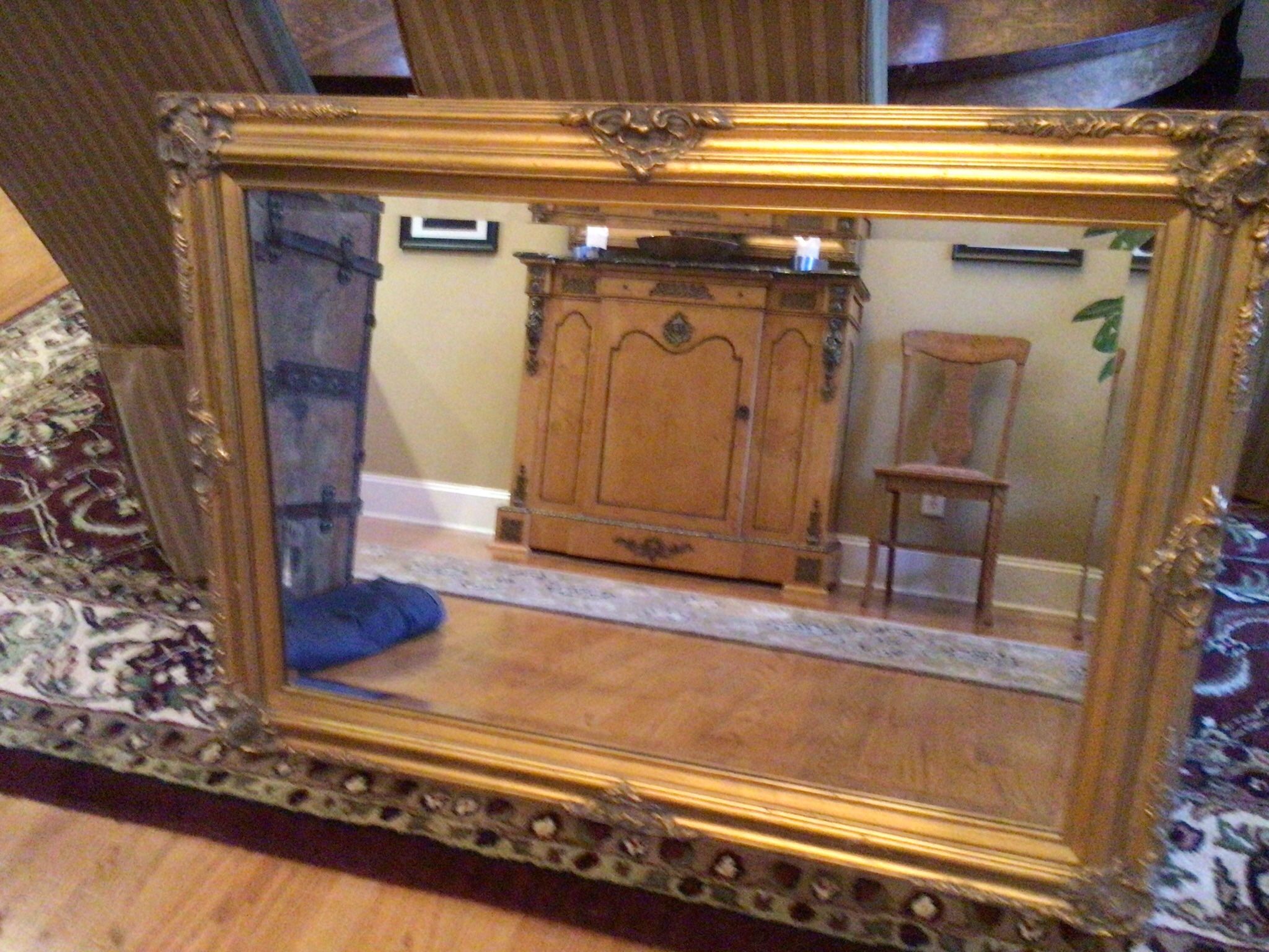 Framed Mirror, Antique Wood Frame