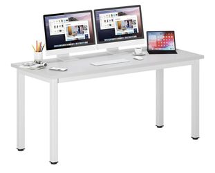 New 63 inches X-Large Computer Desk, Composite Wood Board School Desk, Decent and Steady Home Office Desk/Workstation/Table, BS1-160WW, White and Whit