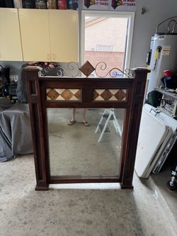 Large Dark Wood Framed Wall Mirror