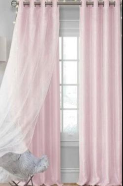 2 Panels Blackout Rhinestone Layer Curtains 