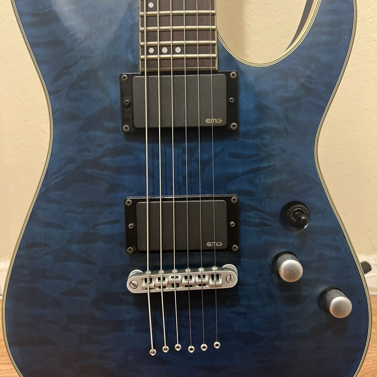 Schecter Guitar Research C-1 Platinum Electric Guitar Satin Transparent Midnight Blue